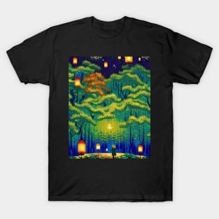 Magic Lantern Lighting Lake Water Pond Reflection Watercolor T-Shirt